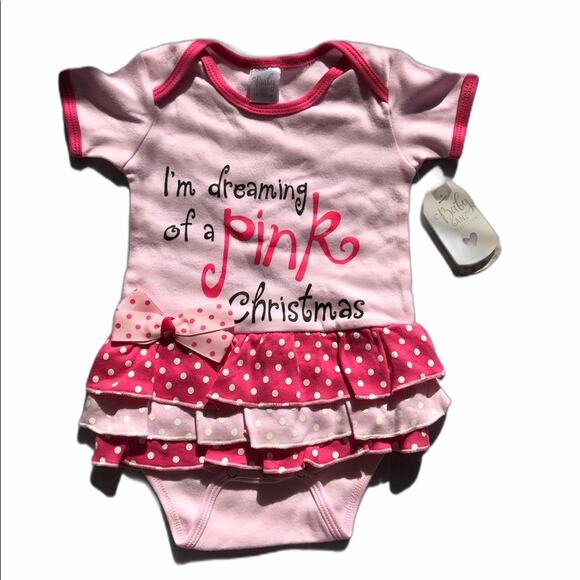 I’m Dreaming of a Pink Polkadot Christmas Tutu Bodysuit, 0-6 months - Picture 1 of 8